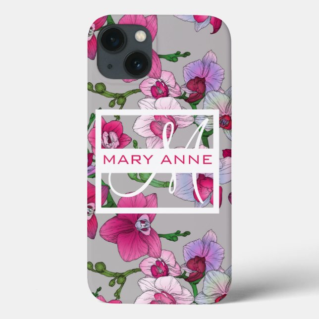 Coques Case-Mate iPhone Orchidées Roses En Fleur | Ajouter Votre Nom (Verso)