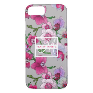 Coques Pour iPhone Orchidées Roses En Fleur Ajouter votre nom
