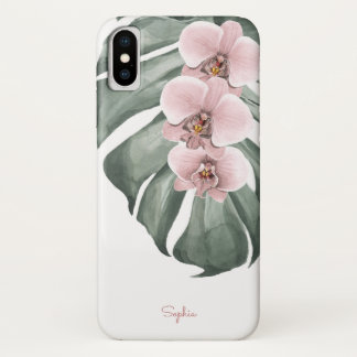 Case-Mate iPhone Case Orchidées roses sur Monstera Flore tropicale avec 