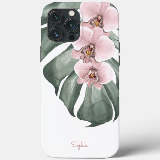 Case-Mate iPhone Case Orchidées roses sur Monstera Flore tropicale avec 