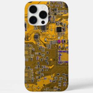 Coque iPhone 16 Pro Max Ordinateur Geek Circuit Board Light Orange