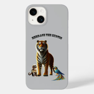 Coque Case-Mate iPhone Oreille exotique avec tigre, singe et macaw URM