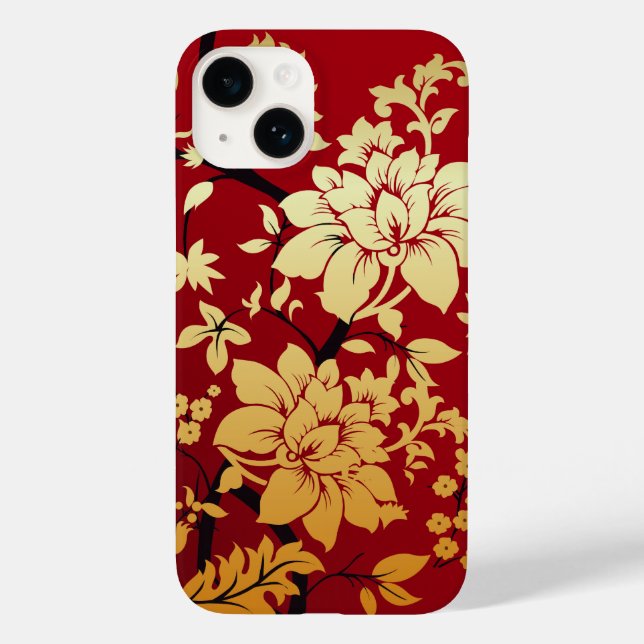 Coques Case-Mate iPhone Oriental Golden Flowers (Verso)