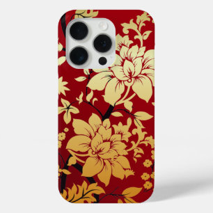 Coque iPhone 15 Pro Oriental Golden Flowers