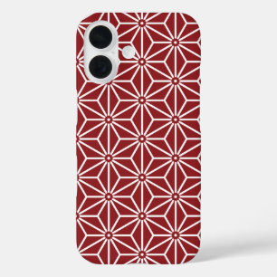 Coque Pour iPhone 16 Oriental Red Shinshu Asanoha Motif du Japon