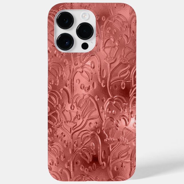 COQUES Case-Mate iPhone ORNAMATION DE REGARDE MÉTALLIQUE EMBOSSÉE ROUGE (Verso)