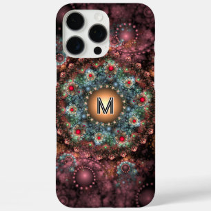 Coque iPhone 16 Pro Max Ornate Broch Fractal Art Abstrait avec Monogramme