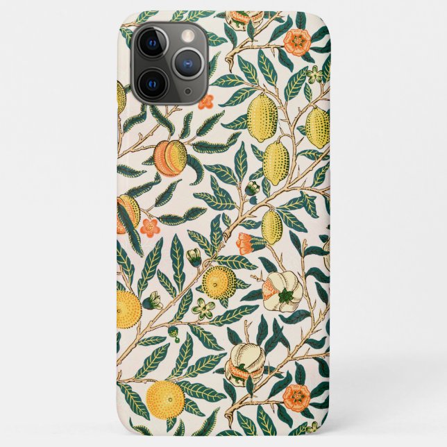 Coques Case-Mate iPhone Ornement blanc de grenade de fruit William Morris (Dos)