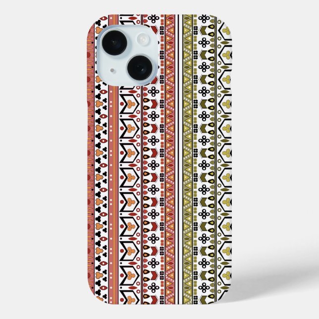 Coques Case-Mate iPhone Ornement ethnique géométrique olive et marron (Verso)