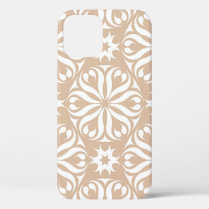 Case-Mate iPhone Case Ornement fleuri beige et blanc. Motif transparent