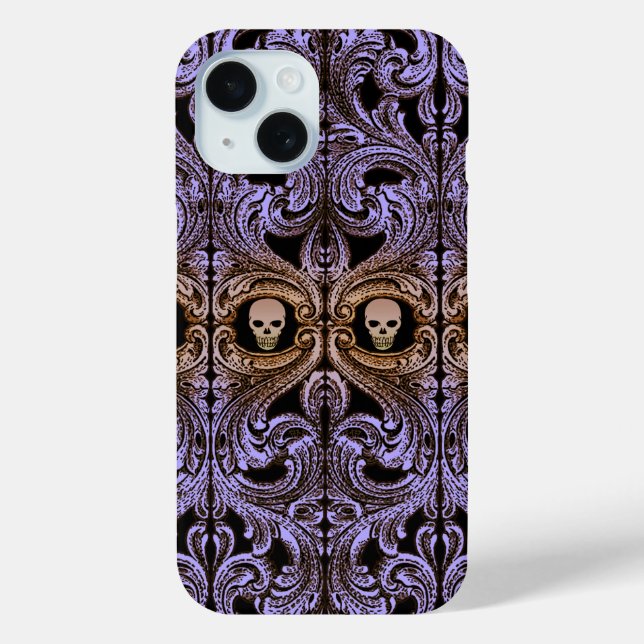 Coques Case-Mate iPhone Ornement Goth Purple Avec Crâne (Verso)
