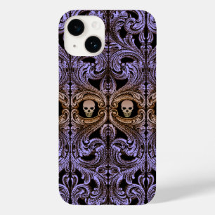 Coque Pour iPhone 14 Ornement Goth Purple Avec Crâne