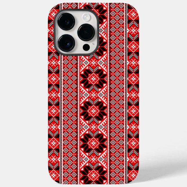 Coques Case-Mate iPhone Ornement traditionnel ukrainien ethnique rouge (Verso)