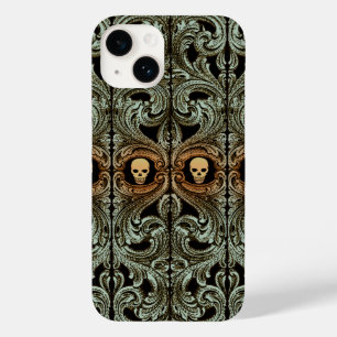 Coque Pour iPhone 14 Ornement Vert Goth Sage Avec Crâne