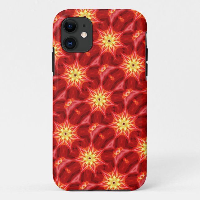 Coques Case-Mate iPhone ornements jaunes sur rouge (Dos)