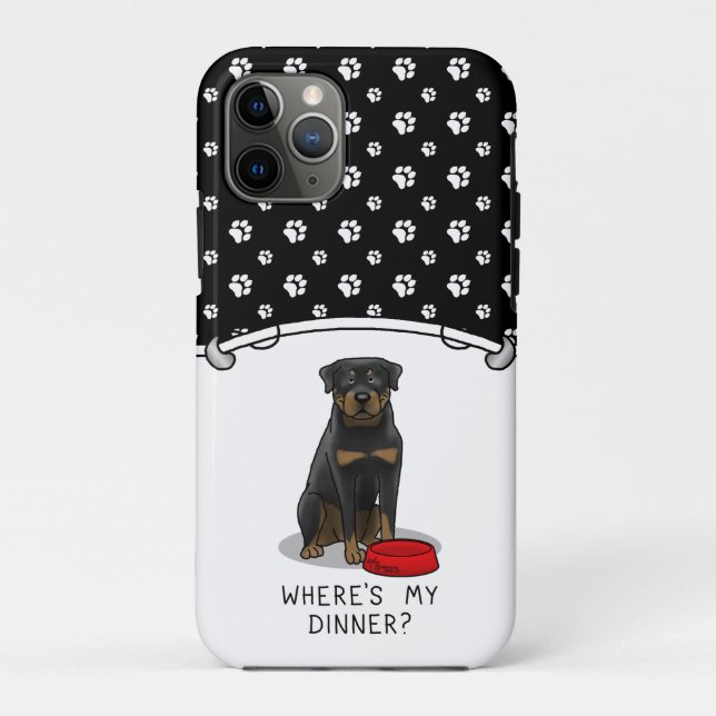 Coques Case-Mate iPhone Où est Mon Dîner ? Rottweiler avec Red Dog Dish (Dos)