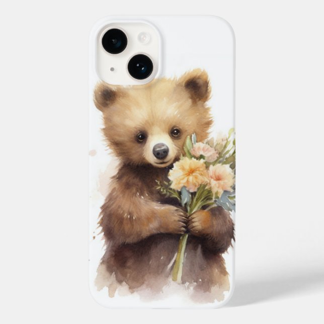 Coques Case-Mate iPhone Ours aquarelle avec Bouquet (Verso)