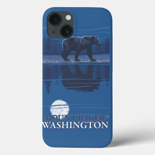 Coques Case-Mate iPhone Ours au clair de lune - Mount Baker, Washington (Verso)