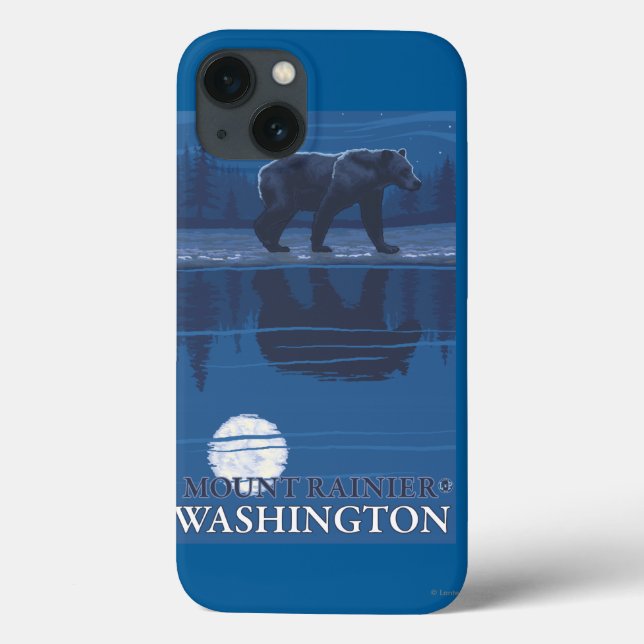 Coques Case-Mate iPhone Ours au clair de lune - Mount Rainier, Washington (Verso)
