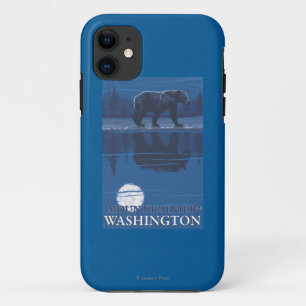 Coque Case-Mate Pour iPhone Ours dans le clair de lune - le mont Rainier,
