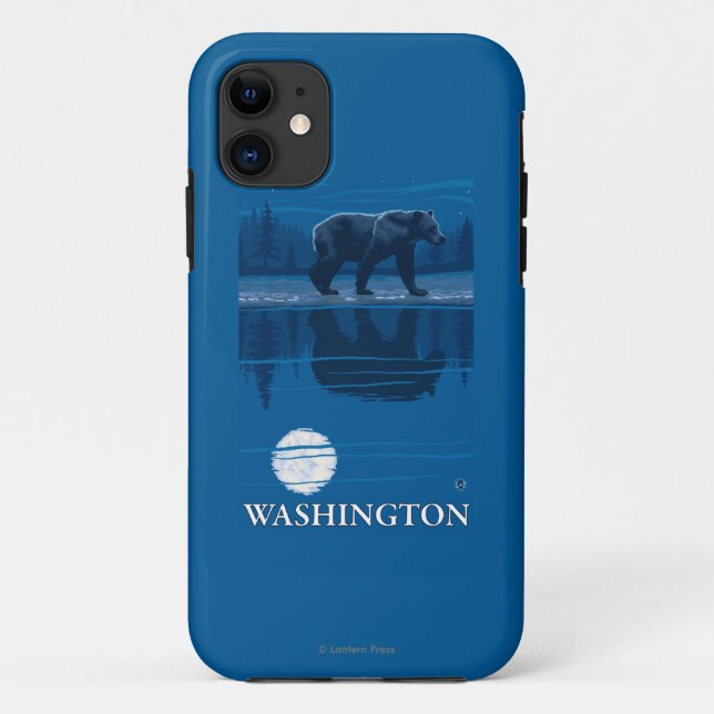 Coques Case-Mate iPhone Ours dans le clair de lune - Washington (Dos)