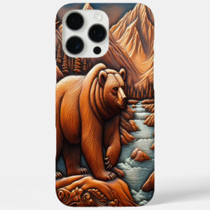 Coque iPhone 16 Pro Max Ours en cuir dans un paysage Pittoresque