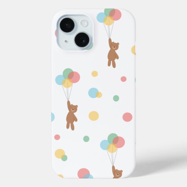 Coques Case-Mate iPhone Ours en peluche avec ballons (Verso)