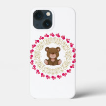 Ours mignon dans une couronne florale