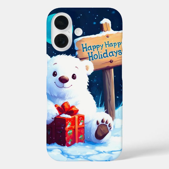 Coques Case-Mate iPhone Ours neige Noël Joie Aquarelle (Verso)