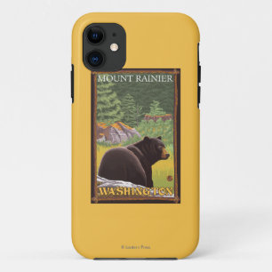 Coque Case-Mate iPhone Ours noir dans la forêt - le mont Rainier,