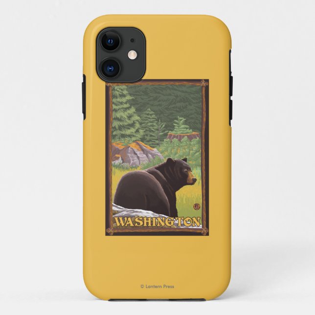 Coques Case-Mate iPhone Ours noir en forêt - Washington (Dos)
