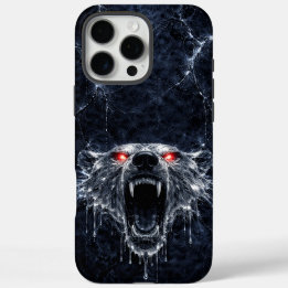 Coque iPhone 16 Pro Max Ours polaire Mercure Rouge Rubis Yeux Glaciaire