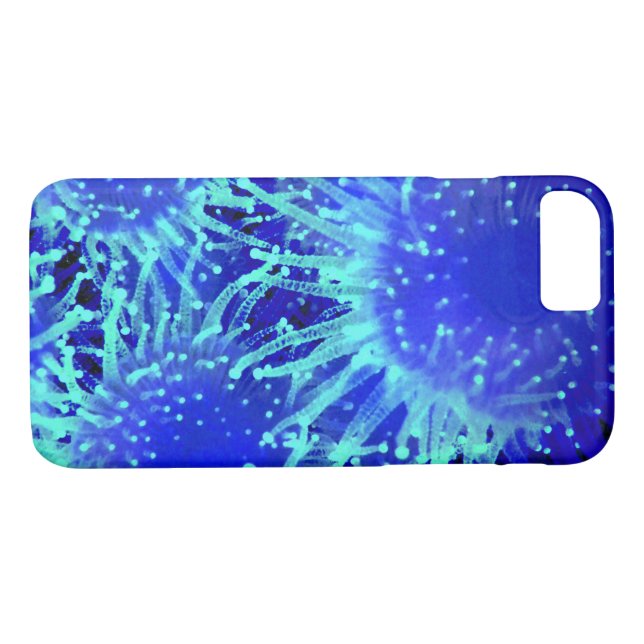 Coques Case-Mate iPhone Oursin tropical rougeoyant de bleu vibrant (Dos (Horizontal))