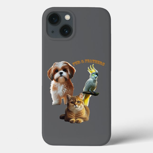 Coques Case-Mate iPhone Ourson de fourrure et plumes Chien, Chat et Oiseau (Verso)