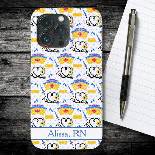 Case-Mate iPhone Case Outils de soins infirmiers colorés sur Pois bleus