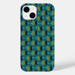 Coque Case-Mate iPhone Ovales et demi-cercles rétro turquoise