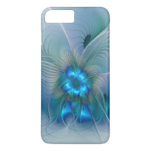 Coque iPhone 7 Plus Ovations debout, fractale abstraite bleu turquoise