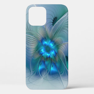 Case-Mate iPhone Case Ovations debout, fractale bleue turquoise abstrait