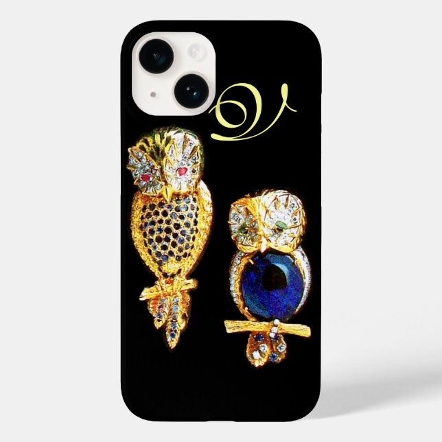 Coques Case-Mate iPhone OWLS JEWEL, Or, Sapphire Bleu, Topaz Pearle Blanch (Verso)