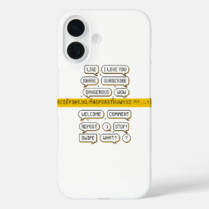 Coque Pour iPhone 16 Pack de bulles de parole Pixel – Phrases de médias