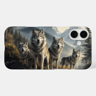 Coque Pour iPhone 16 Plus Pack Wolf en paysage de montagne