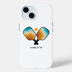 Coque Case-Mate iPhone Pagaies de pickleball & Ball Nom personnalisé
