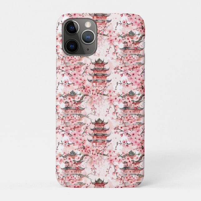 Coques Case-Mate iPhone Pagode chinoise aquarelle aux fleurs de cerisiers  (Dos)