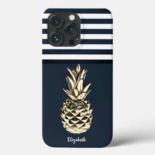 Coques Case-Mate iPhone Paille métallisé Rayures Bleu marine (Verso)