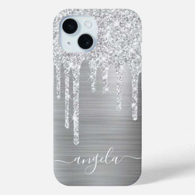 Coques Case-Mate iPhone Pailleté Argent Clair Signature Glam (Verso)