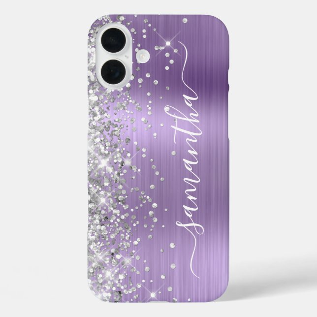 Coques Case-Mate iPhone Pailleté Argent Clair Violet Métallisé Féminin (Verso)
