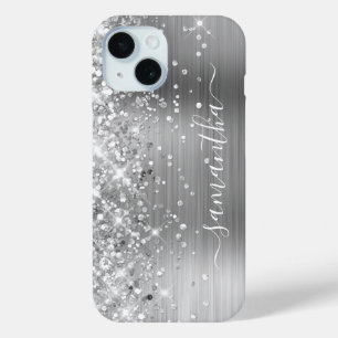 Coque Case-Mate iPhone Pailleté Argent Moderne Signature Féminine