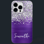 Coque Case-Mate iPhone Pailleté Argent Paillettes Améthyste Glamour Nom<br><div class="desc">Personnalisez le script de style manuscrit moderne pour créer votre propre étui.
Ajoutez une initiale de monogramme pour créer une combinaison de prénom et d'initiale.
L'art numérique girly faux argent pailleté et feuille de métal améthyste violet brossé s'imprimera comme une photo.</div>