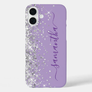Coque Pour iPhone 16 Plus Pailleté Argent Signature Rose Pale