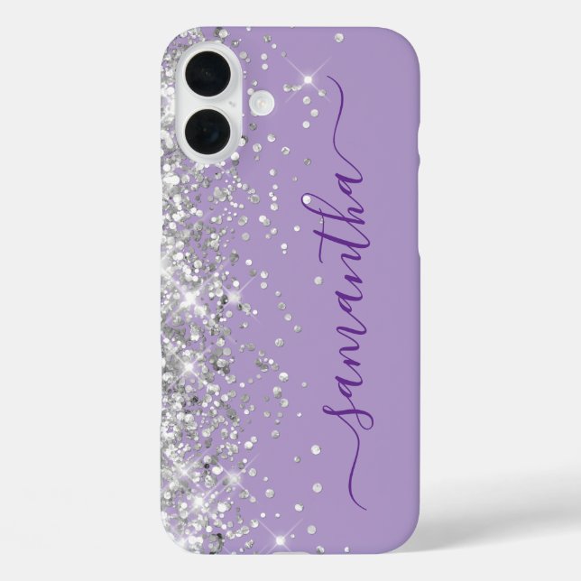Coques Case-Mate iPhone Pailleté Argent Signature Rose Pale (Verso)